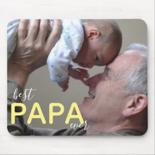 Best Papa Ever Modern Script Photo Grandpa & Baby  Mouse Mat