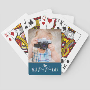 Best PaPa Ever One Photo Blue Playing Cards