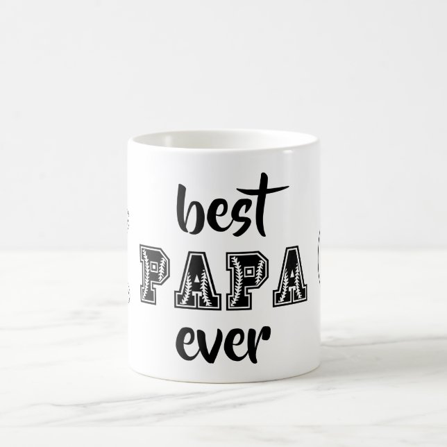 Best Papa Ever Personalised Baseball Theme Coffee Mug (Center)