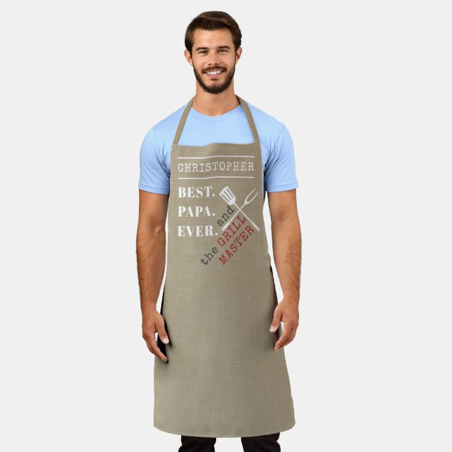 Best Papa Ever Personalised Grill Master Apron (Worn)