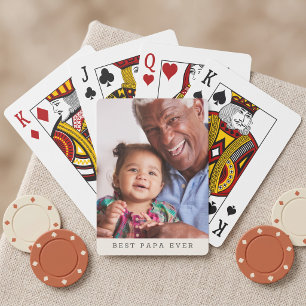 Best Papa Ever Personalised Photo Simple Grandpa Playing Cards