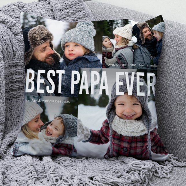 Best Papa Ever Photo Collage Cushion (Creator Uploaded)