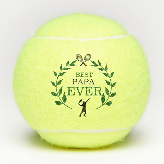 Best Papa Ever Rackets Silhouette Tennis Balls (Front)