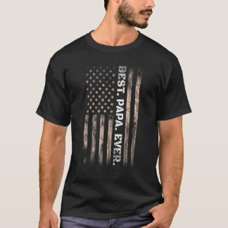 Best Papa Ever Vintage American Flag Camo Fathers  T-Shirt