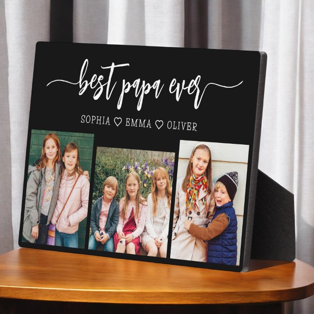 Best Papa Grandpa Grandchildren Photo Collage Plaque (Creator Uploaded)