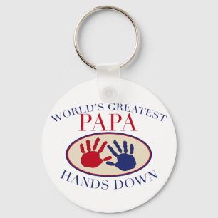 Best Papa Hands Down Key Ring