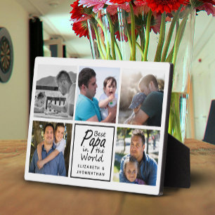 Best Papa in the World Father's Day Photo Collage Plaque