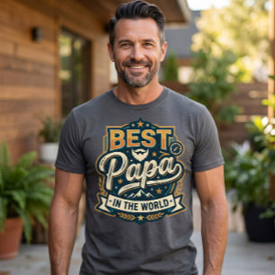 Best Papa In The World T-Shirt - Modern Mountain