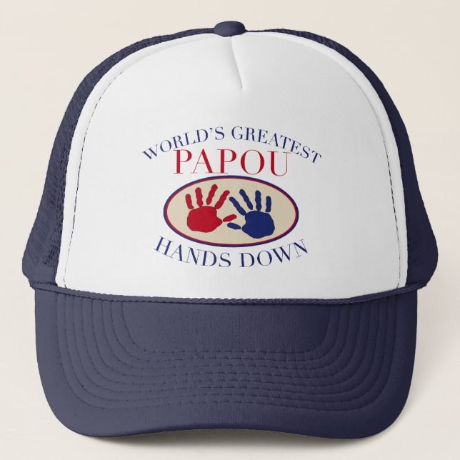 Best Papou Hands Down Trucker Hat (Front)