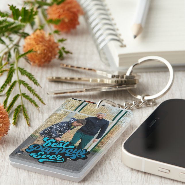 Best Pappous Ever | Grandpa Photo Key Ring (Front Right)