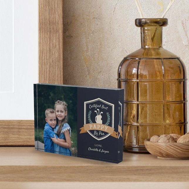 Best Pappy By Par | Golf Grandpa Photo Block (Creator Uploaded)