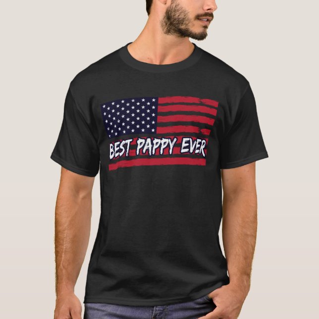 Best Pappy Ever Us Flag Grandpa Fathers Day Gift T-Shirt (Front)