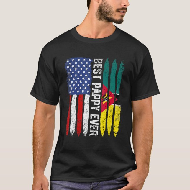 Best Pappy Ever Us Mozambique Flag Father's Day T-Shirt (Front)