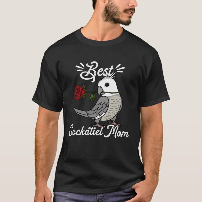 Best Parrot Mom I White faced Grey Cockatiel T-Shirt (Front)