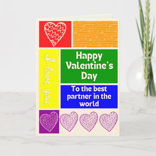 Best Partner LGBT Pride Themed Valentine Card (Front)