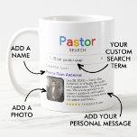 Best Pastor Ever Search Result Photo & Message Coffee Mug<br><div class="desc">This funny "Pastor Search" mug is a delightful and personalised way to celebrate the exceptional religious leader in your life. With a playful "Pastor Search" logo, it's as though they've achieved the esteemed title of "Best Pastor Ever." The single search result proudly displays their name, a photo, your heartfelt message,...</div>