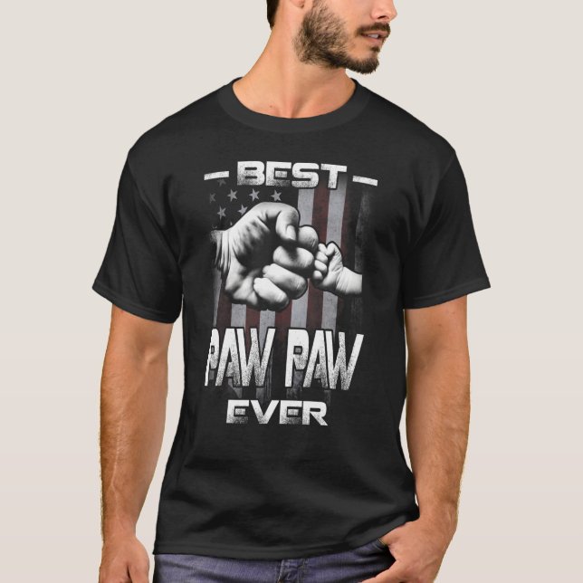Best Paw Paw Ever Fist bump USA Flag Father's Day T-Shirt (Front)