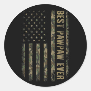 Best Pawpaw Ever Camouflage American Flag Father's Classic Round Sticker