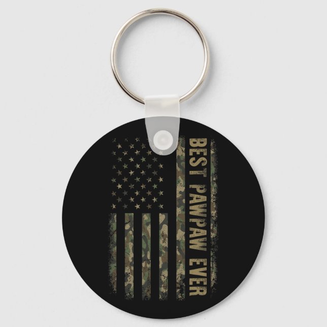 Best Pawpaw Ever Camouflage American Flag Father's Key Ring (Front)