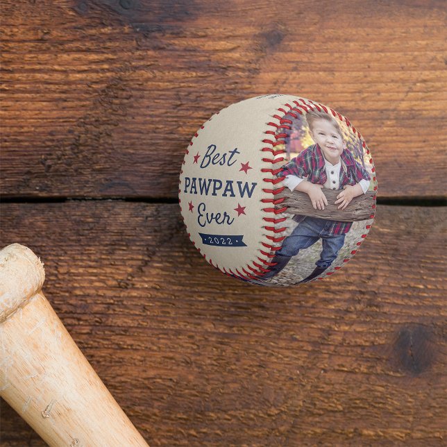 Best Pawpaw Ever | Custom Grandpa Photo Baseball (Creator Uploaded)