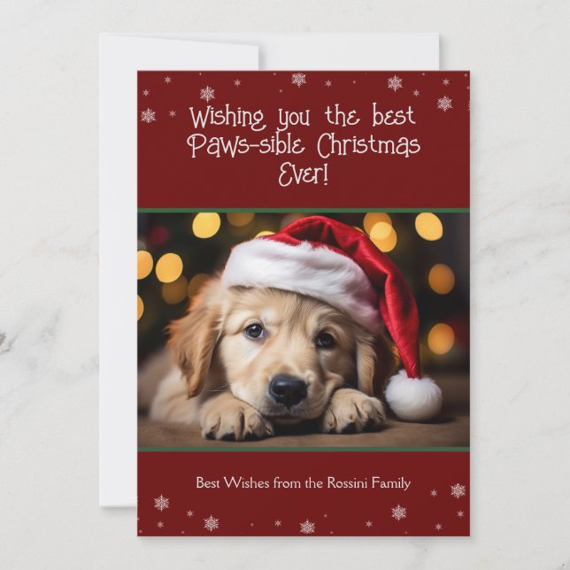Best Paws-sible Christmas Ever Dog Photo Holiday Card (Front)