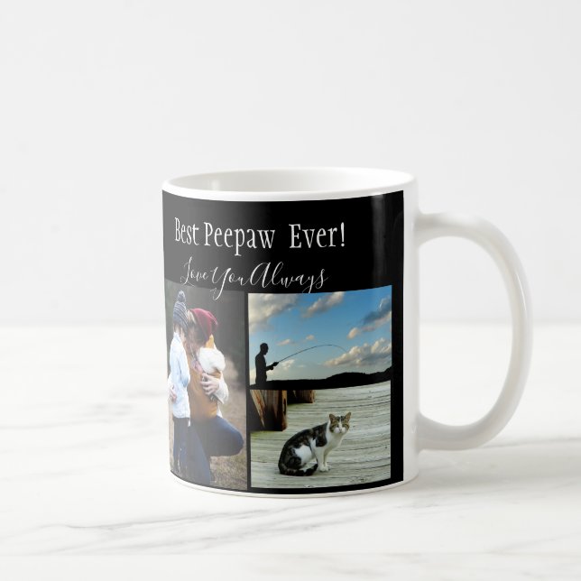 Best Peepaw Ever Photo Collage Black White Coffee Mug (Right)