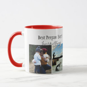 Best Peepaw Ever Photo Collage Black White Custom Mug