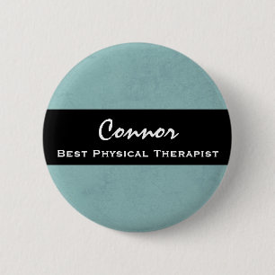 Best PHYSICAL THERAPIST Aqua Blue Grunge 6 Cm Round Badge