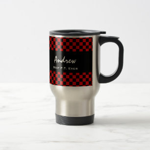 Best Physical Therapist Ever Red Black Checks V10 Travel Mug