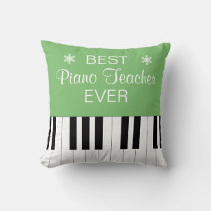 Best Piano Teacher Ever Piano Key Green Cushion