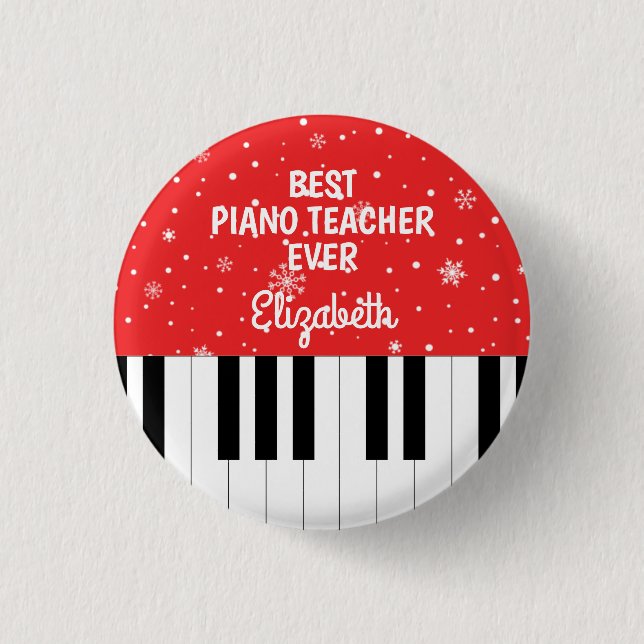 Best Piano Teacher Ever Piano Key Red 3 Cm Round Badge (Front)