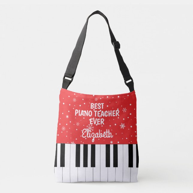 Best Piano Teacher Ever Piano Key Red Crossbody Bag (Front)