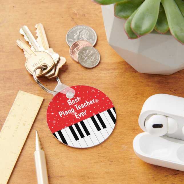 Best Piano Teacher Ever Piano Key Red Ring (Desk)