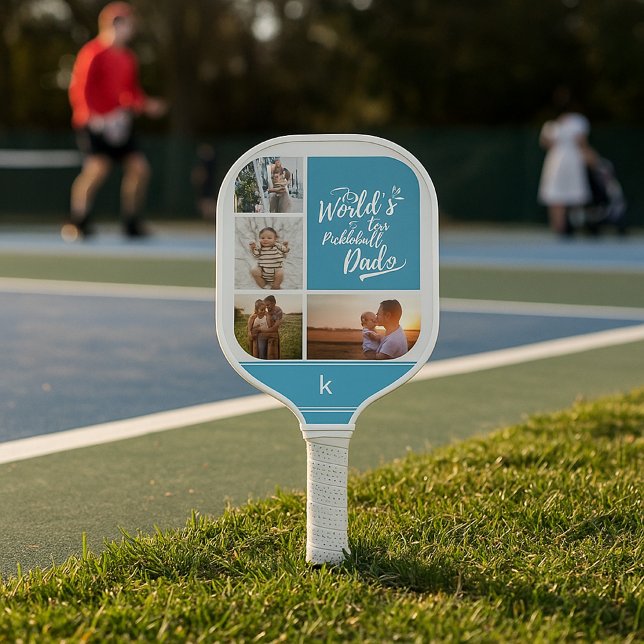 Best Pickleball Dad Ever Personalised 4 Photo Grid Paddle (Creator Uploaded)