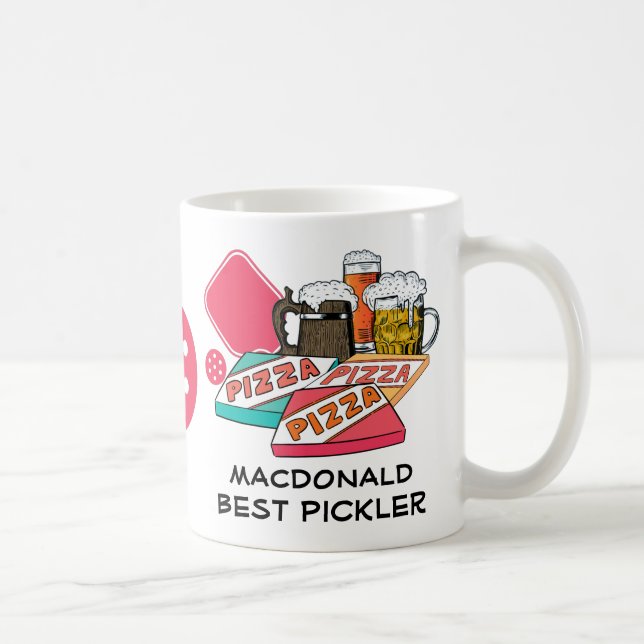 BEST PICKLER Beer Pizza PICKLEBALL Coffee Mug (Right)