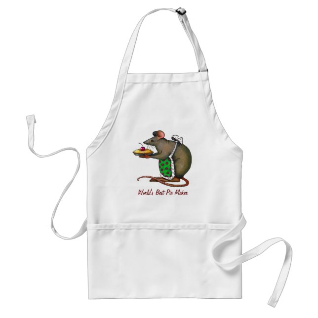 Best Pie Maker: Cute Rat Holding Pie: Colour Standard Apron (Front)