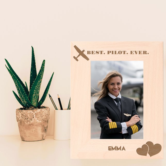 Best Pilot Ever Aeroplane & Heart, Simple Custom Etched Frames (Creator Uploaded)