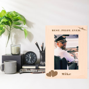 Best Pilot Ever Aeroplane & Heart, Simple Custom Etched Frames