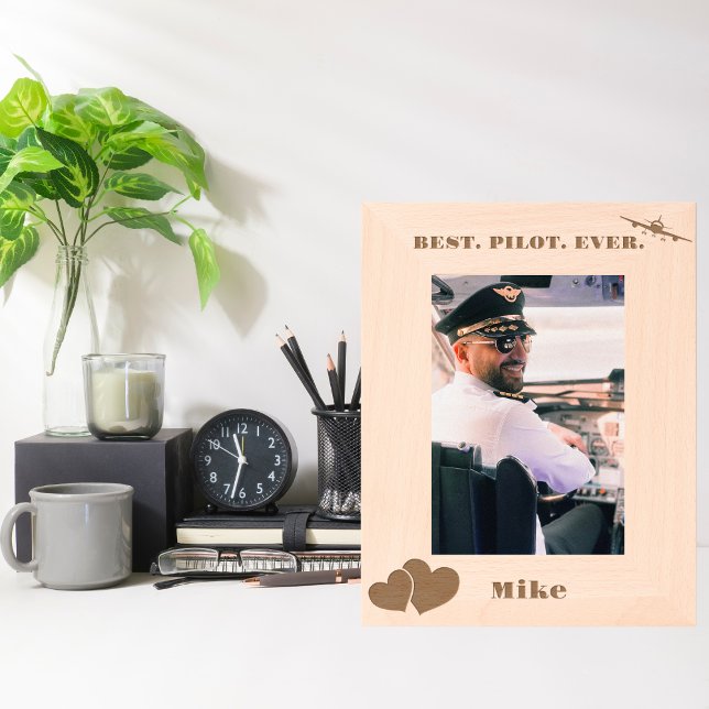 Best Pilot Ever Aeroplane & Heart, Simple Custom Etched Frames (Creator Uploaded)