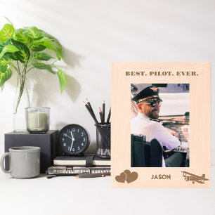Best Pilot Ever Aeroplane & Heart, Simple Custom Etched Frames