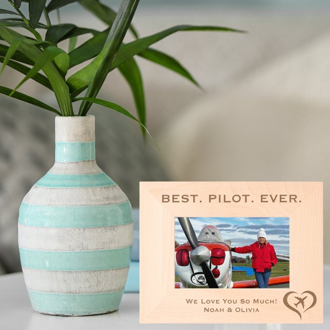 Best Pilot Ever, Simple Wooden Photo, Personalised Etched Frames (Creator Uploaded)