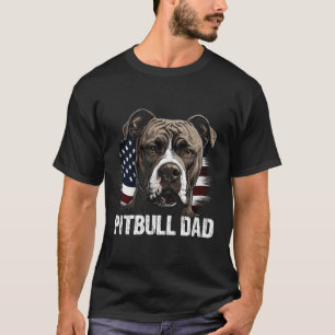 Best Pitbull Dad American Flag Pitbull T-Shirt