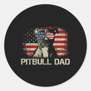 Best Pitbull Dad Ever Shirt American Flag 4th Of J Classic Round Sticker