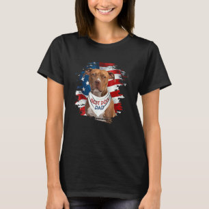 Best Pitbull Terrier Dog Dad Cute Usa Flag Father' T-Shirt