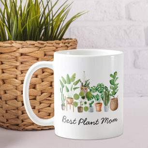 Best Plant Mum Watercolor Houseplant Garden Quote Coffee Mug