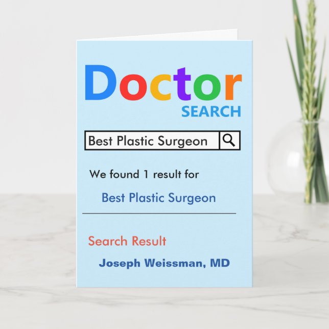 Best Plastic Surgeon Search Thank You Card (Front)