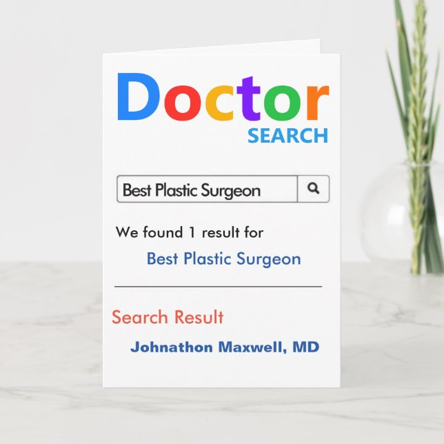 Best Plastic Surgeon Search Thank You Card (Front)