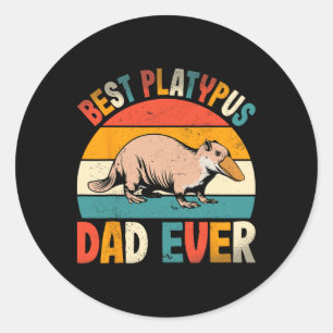 Best Platypus Dad Ever Retro Platypus Lover Dad Fa Classic Round Sticker
