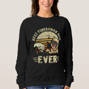Best Pomeranian Dad Ever Sunset Retro Fathers Day Sweatshirt