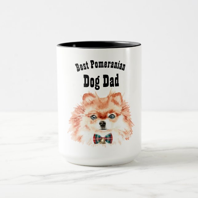 Best POMERANIAN DOG DAD - cute illustrated face Mug (Center)